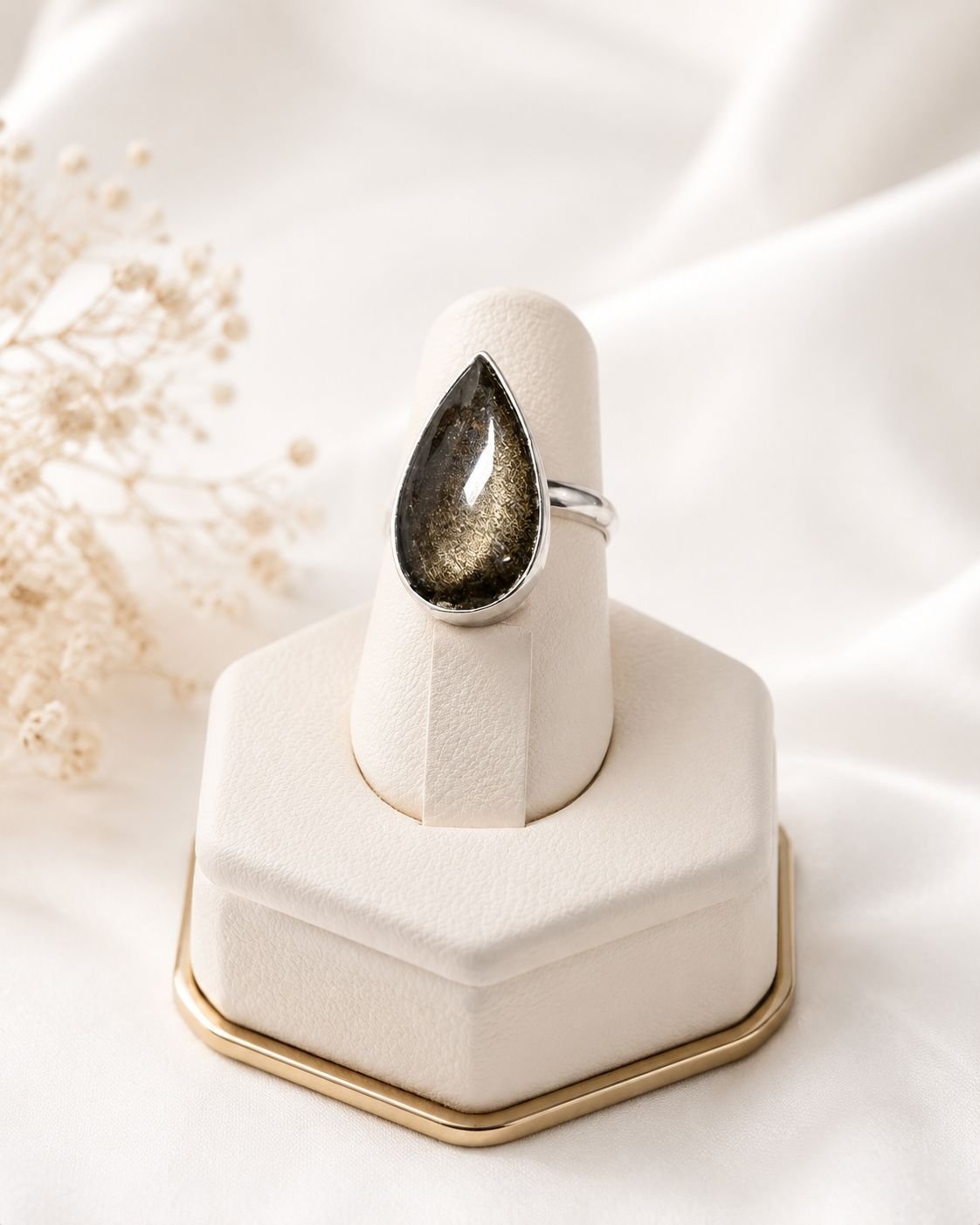 Anillo Obsidiana Dorada